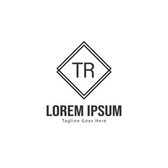 Initial TR logo template with modern frame. Minimalist TR letter logo vector illustration