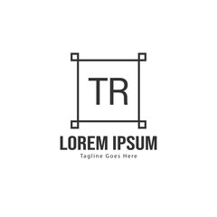 Initial TR logo template with modern frame. Minimalist TR letter logo vector illustration