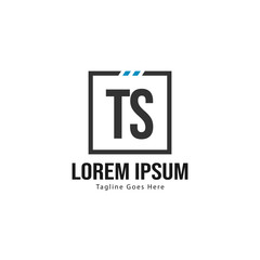 Initial TS logo template with modern frame. Minimalist TS letter logo vector illustration