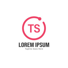 Initial TS logo template with modern frame. Minimalist TS letter logo vector illustration