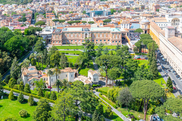 Fototapeta na wymiar Aerial view of Vatican Gardens in Vatican City, Rome, Italy