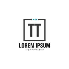Initial TT logo template with modern frame. Minimalist TT letter logo vector illustration