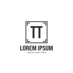 Initial TT logo template with modern frame. Minimalist TT letter logo vector illustration