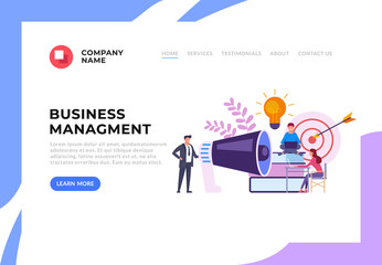 Office workers team characters working together. Business management web banner concept. Vector flat cartoon graphic design banner poster illustration