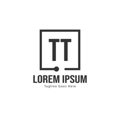Initial TT logo template with modern frame. Minimalist TT letter logo vector illustration
