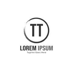 Initial TT logo template with modern frame. Minimalist TT letter logo vector illustration