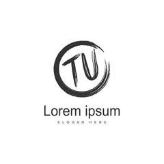 Initial TU logo template with modern frame. Minimalist TU letter logo vector illustration