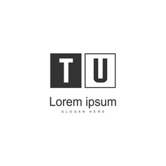 Initial TU logo template with modern frame. Minimalist TU letter logo vector illustration