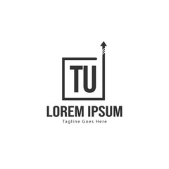 Initial TU logo template with modern frame. Minimalist TU letter logo vector illustration