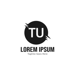 Initial TU logo template with modern frame. Minimalist TU letter logo vector illustration