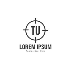 Initial TU logo template with modern frame. Minimalist TU letter logo vector illustration