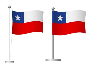 Chile flag on pole icon