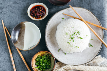 Stone Bowls with Condiments