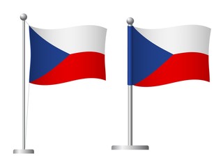 Czech Republic flag on pole icon