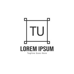 Initial TU logo template with modern frame. Minimalist TU letter logo vector illustration