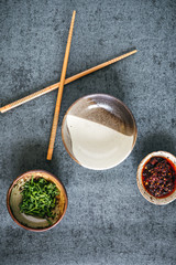 Stone Bowls with Condiments