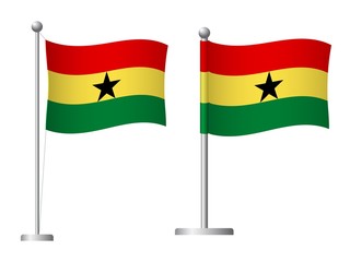 Ghana flag on pole icon