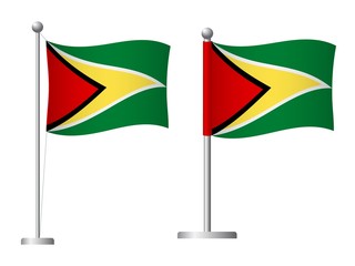 Guyana flag on pole icon