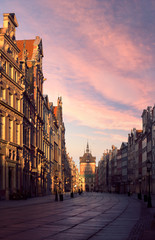 Dluga Street in the morning. Gdans, Poland. 2 March 2019