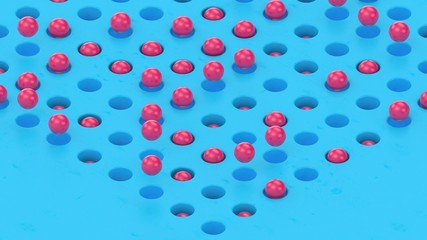 Multiple pink balls art 3d render. Motion design loop background. Colorful