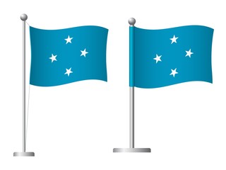 Micronesia flag on pole icon