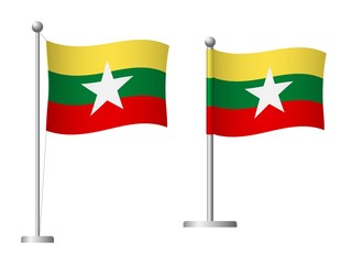 Myanmar flag on pole icon