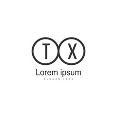 Initial TX logo template with modern frame. Minimalist TX letter logo vector illustration