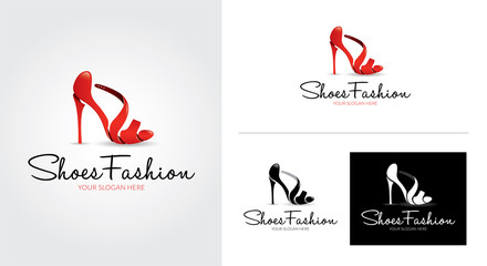 Shoes fashion creative and minimalist logo template Set