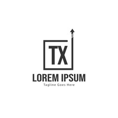 Initial TX logo template with modern frame. Minimalist TX letter logo vector illustration