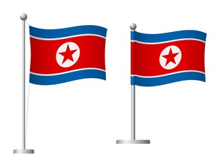 North Korea flag on pole icon