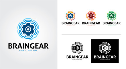 Brain gear creative and minimalist logo template Set