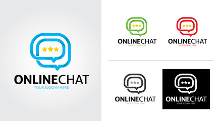 Online chat creative and minimalist logo template Set