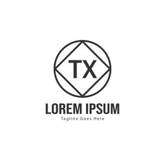 Initial TX logo template with modern frame. Minimalist TX letter logo vector illustration