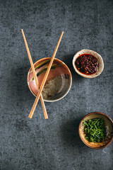 Stone Bowls with Condiments