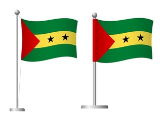 Sao Tome and Principe flag on pole icon
