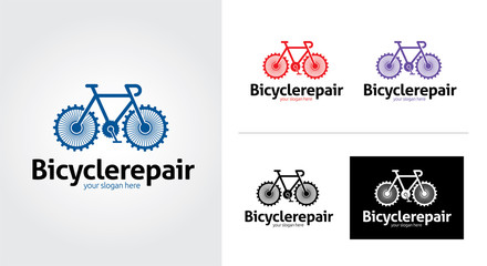 Bicycle repair creative and minimalist logo template Set