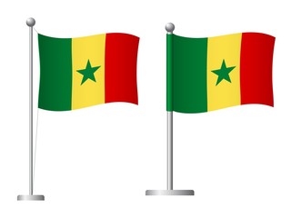 Senegal flag on pole icon