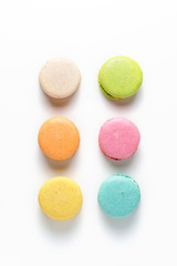 Macaroons isolated top view