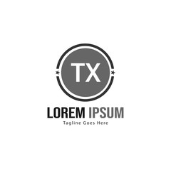 Initial TX logo template with modern frame. Minimalist TX letter logo vector illustration