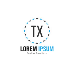 Initial TX logo template with modern frame. Minimalist TX letter logo vector illustration