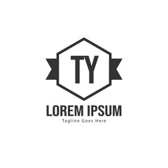 Initial TY logo template with modern frame. Minimalist TY letter logo vector illustration