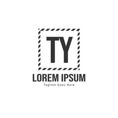 Initial TY logo template with modern frame. Minimalist TY letter logo vector illustration