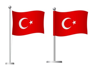 Turkey flag on pole icon