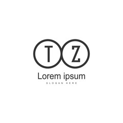 Initial TZ logo template with modern frame. Minimalist TZ letter logo vector illustration