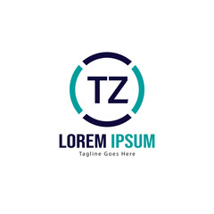 Obraz premium Initial TZ logo template with modern frame. Minimalist TZ letter logo vector illustration