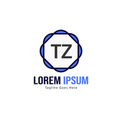 Initial TZ logo template with modern frame. Minimalist TZ letter logo vector illustration