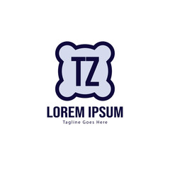 Initial TZ logo template with modern frame. Minimalist TZ letter logo vector illustration