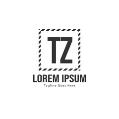 Initial TZ logo template with modern frame. Minimalist TZ letter logo vector illustration