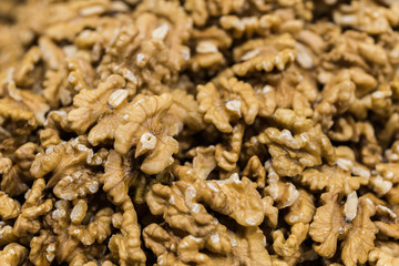 Close up of walnuts nuts on display