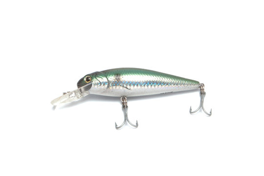 Kyiv, Ukraine- May 15, 2019 Fishing lures, isolated on white background. Vobler for fishing